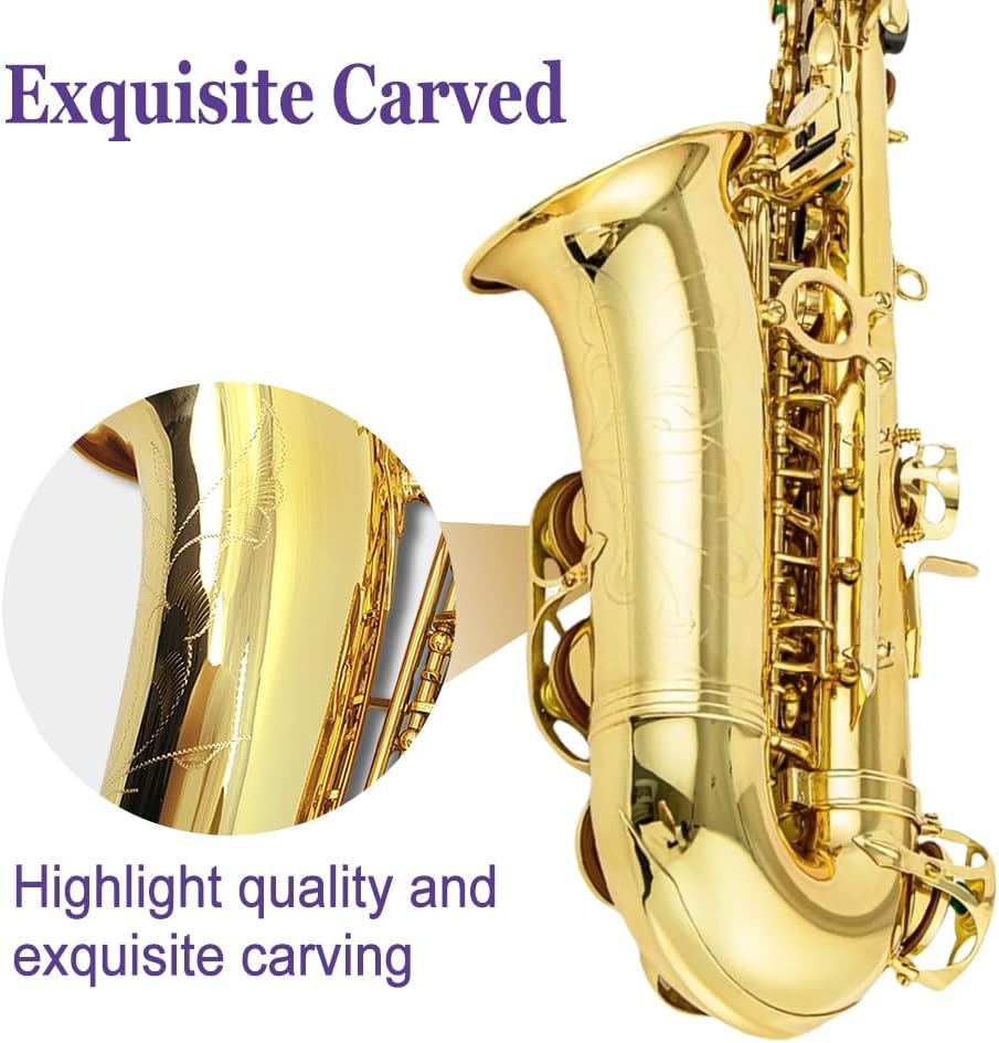 Alto Saxophone E Flat for Adults Student Sax Eb Alto Full Kit With Carrying Sax Case Mouthpiece Straps Reeds Saxophone Beginner Kit