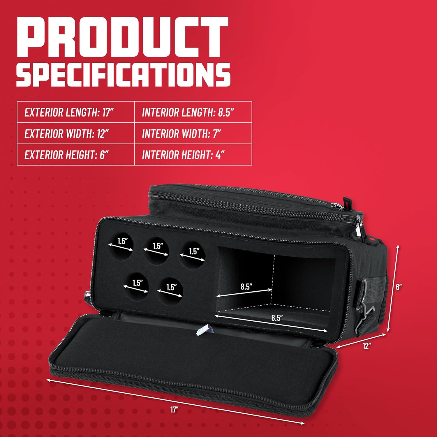 Gator Cases Padded Microphone Carry Bag, Holds (5) Wireless Microphone Systems, (GM-5W)