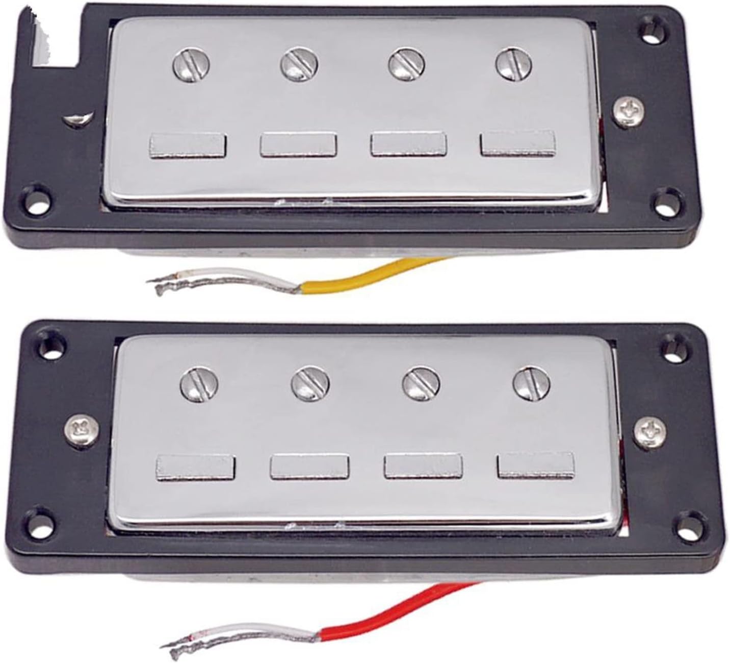 Humbucker Guitar Pickup 2pcs Plastic Electric Guitar Humbucker Pickups Bridge Neck Set with Black Frame for 4 String Electric Bass Pickups DIY Accessory