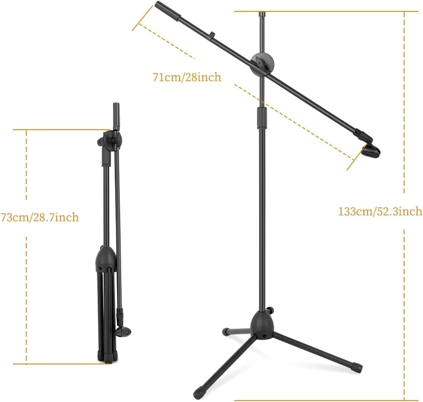 Flexible Stage Microphone Stand Tripod Floor Standing Microphone Stand Stand Up to 190cm Black