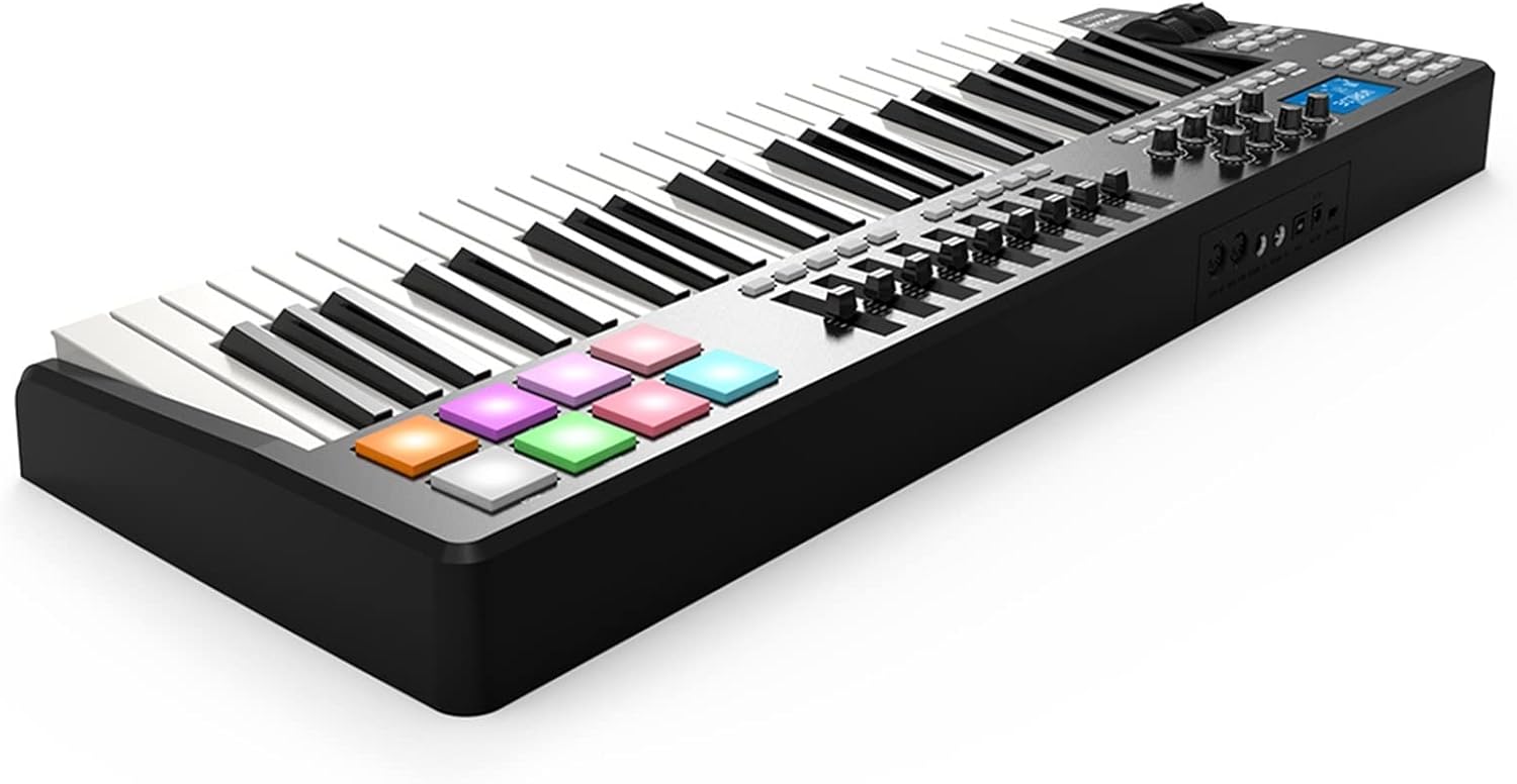 Keyboard Piano 49 Portable 49-Key USB MIDI Keyboard Controller 8 RGB Colorful Backlit Trigger Pads MIDI Keyboard