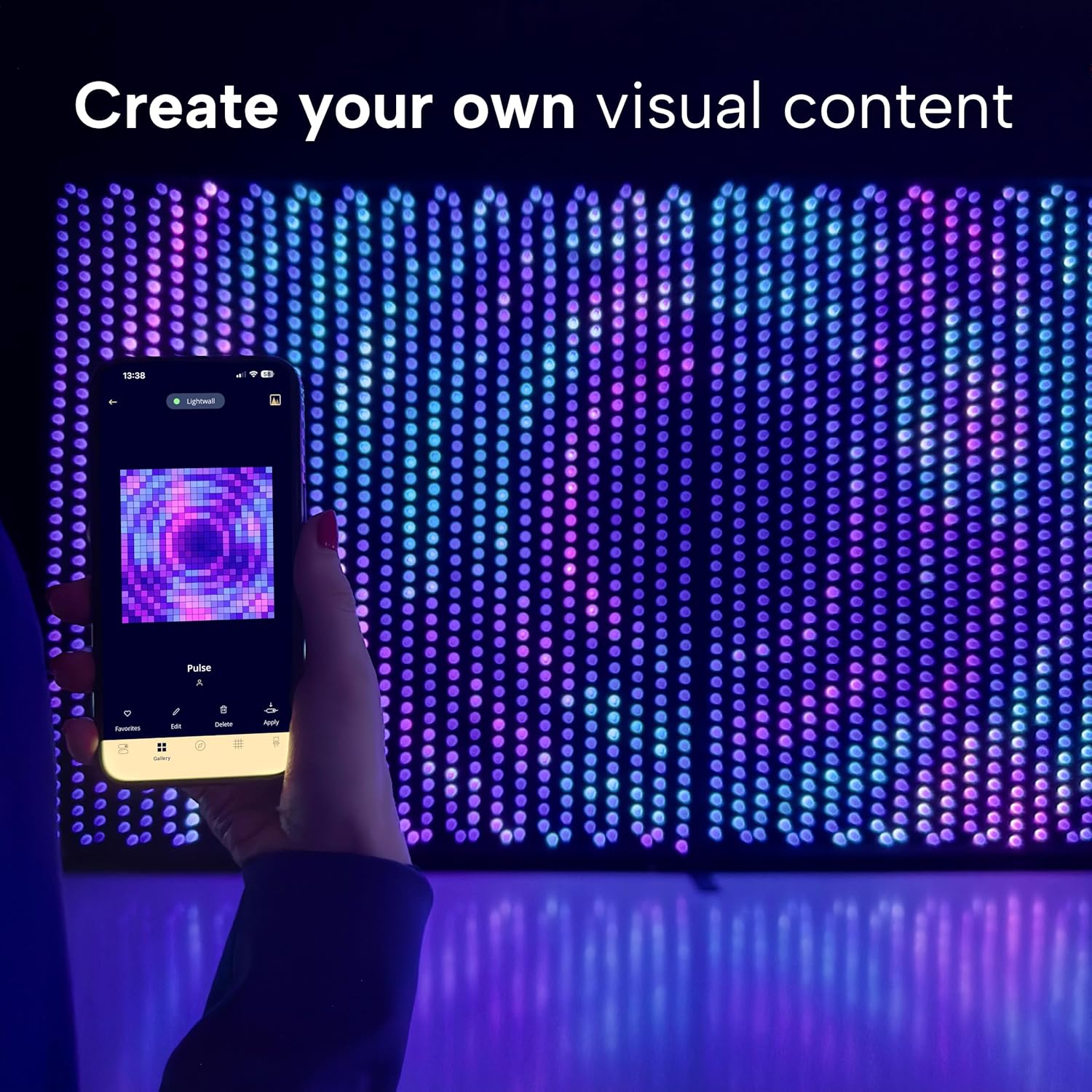 Twinkly Lightwall - 8.6 x 9 ft - Black Backdrop - with Stand and Music Dongle - Type A Plug