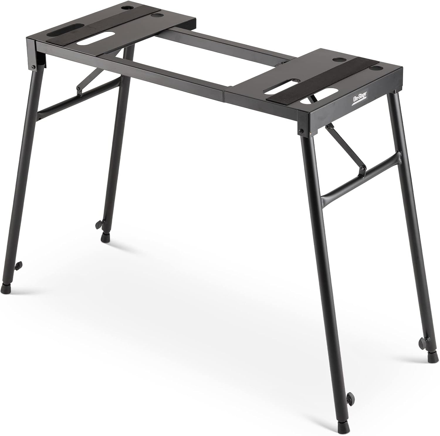 OnStage KS7150 Platform-Style Keyboard Stand (Setup for Keyboards, Synths, Organs, and Electric Pianos, 230 lb Capacity, Adjustable Height and Width, Folding, Portable, Rubber Feet, Metal, Black)