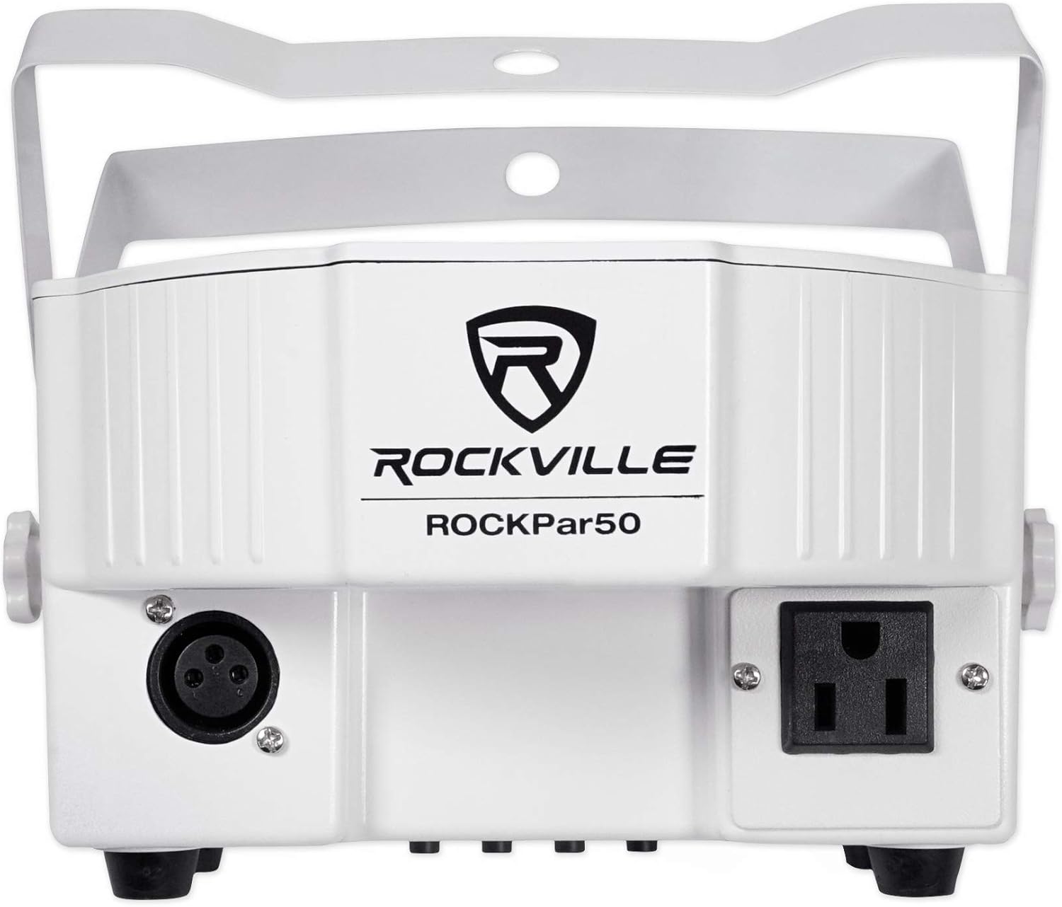 Rockville RockPAR50 WHT Bundle: (24) LED RGB Compact Par Can DJ Club Stage DMX Uplights, ROCKFORCE 384 Channel Light Fog DMX Controller, MIDI, 25-Items