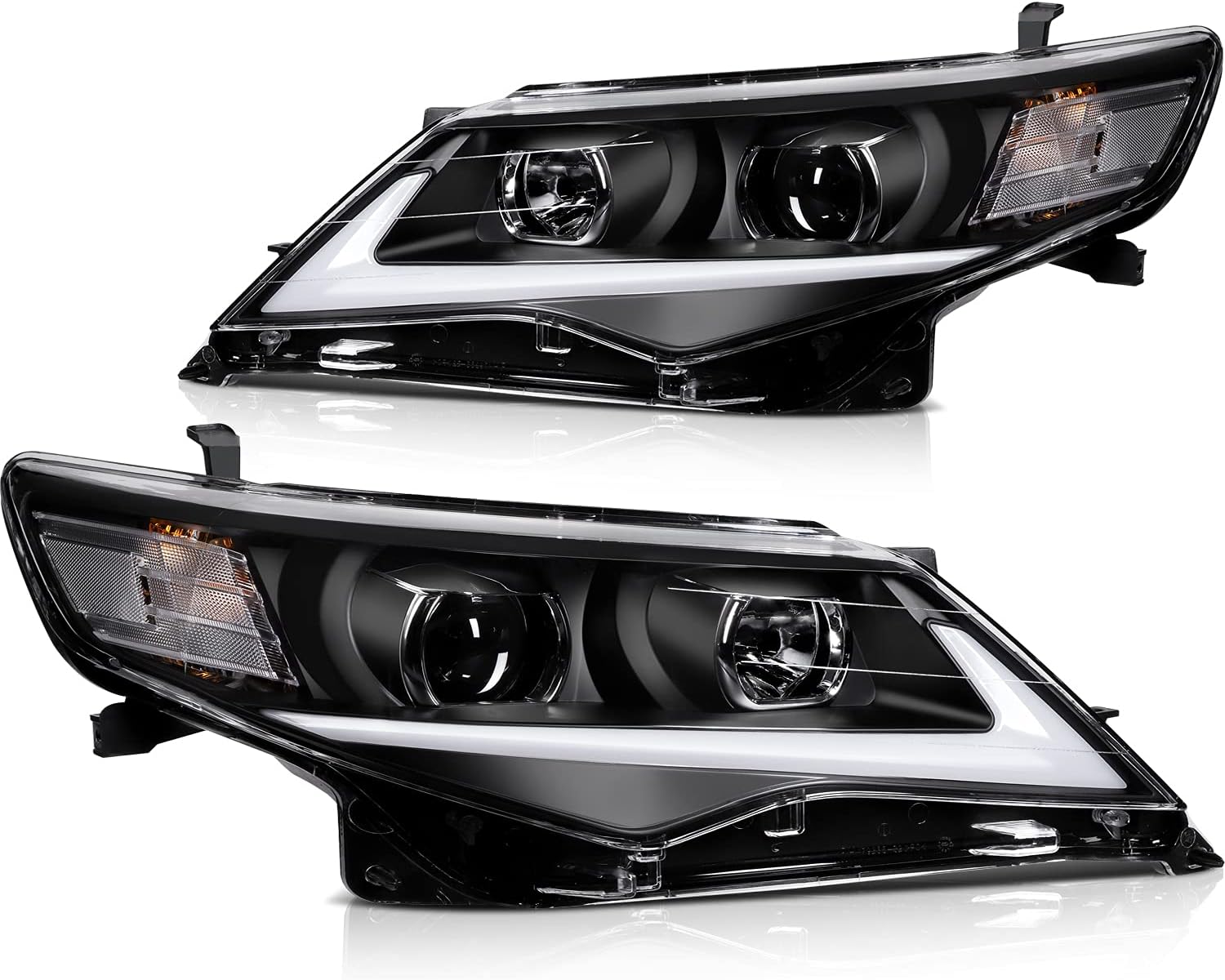 ECCPP LED Projector Headlights for 2012-2014 for Toyota Camry Pair Replacement Headlamps Black Housing Clear Lens