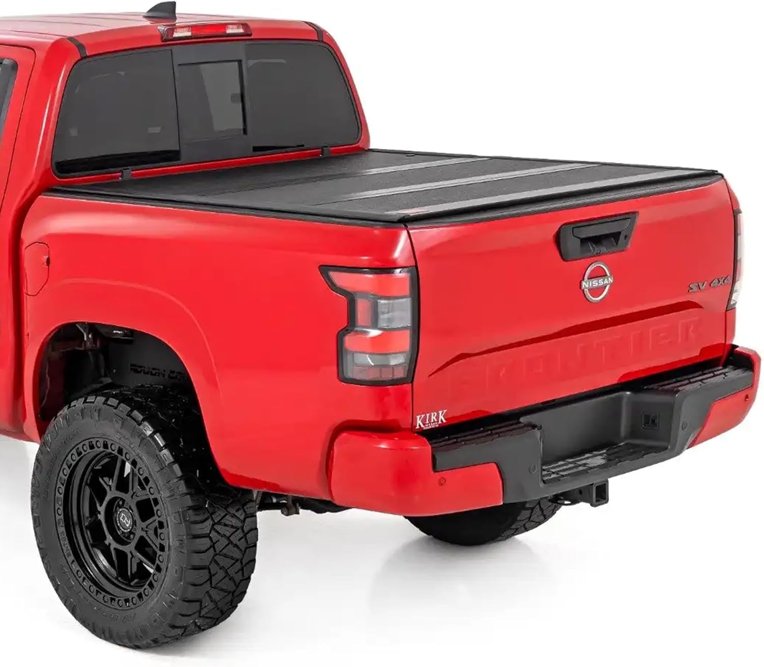 Rough Country Hard Tri-Fold Tonneau Cover for Nissan Frontier (2022-2026) - Low-Profile Aluminum Truck Bed Cover, Fits 5' Bed (58.9-59.5