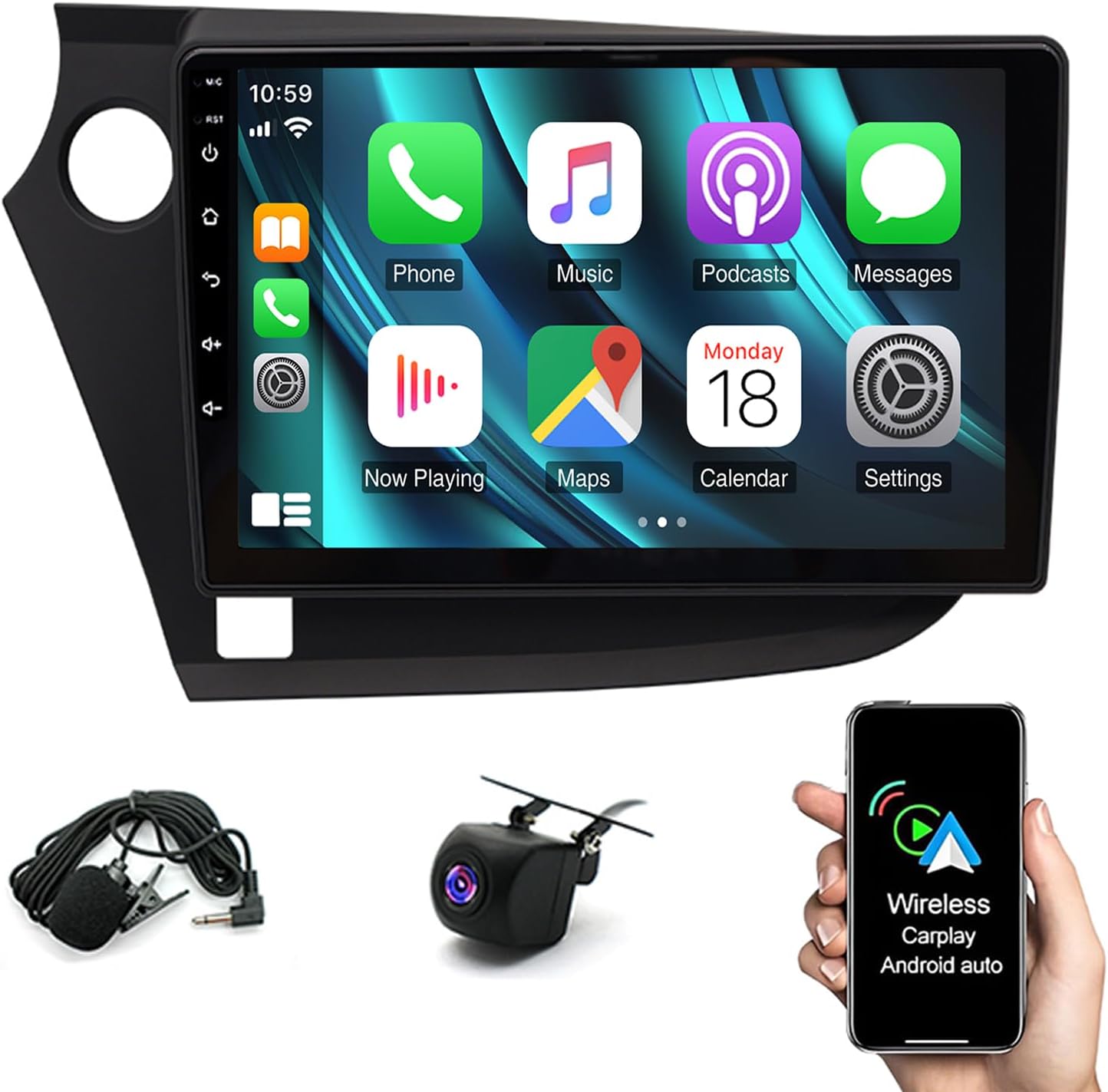 4G+64G Android 13 Car Stereo 7inch Touchscreen Car Radio Built-in Carplay/Android Auto Support Bluetooth SWC GPS WiFi Backup Camera Fit for Honda Insight 2009-2014
