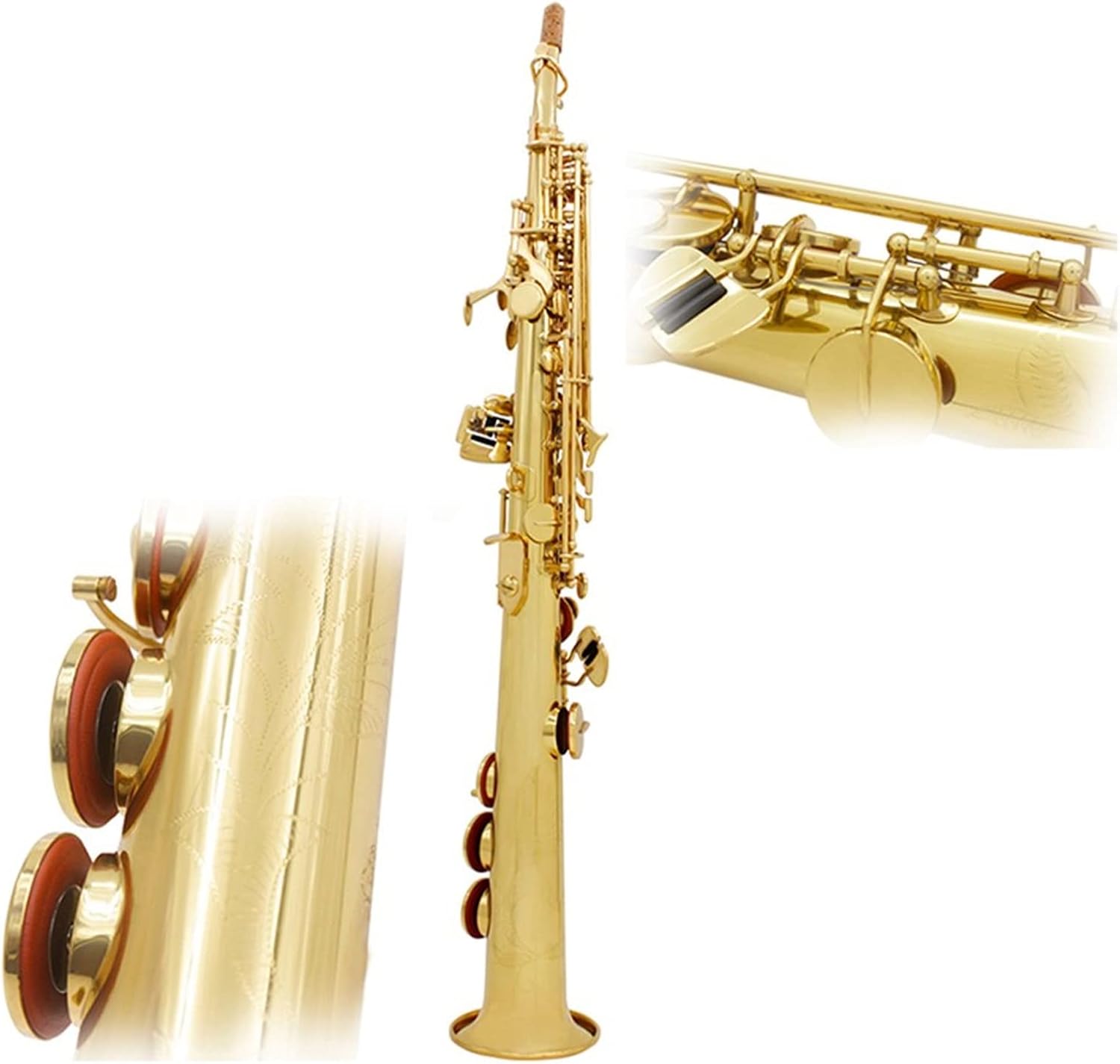 Sax Beginners Kit Straight Saxophone B Flat Nickel Plated Brass Sax Golden Silver Woodwind Musical Instrument with Carrying Case Wind Instrument (Color : Golden Sax)