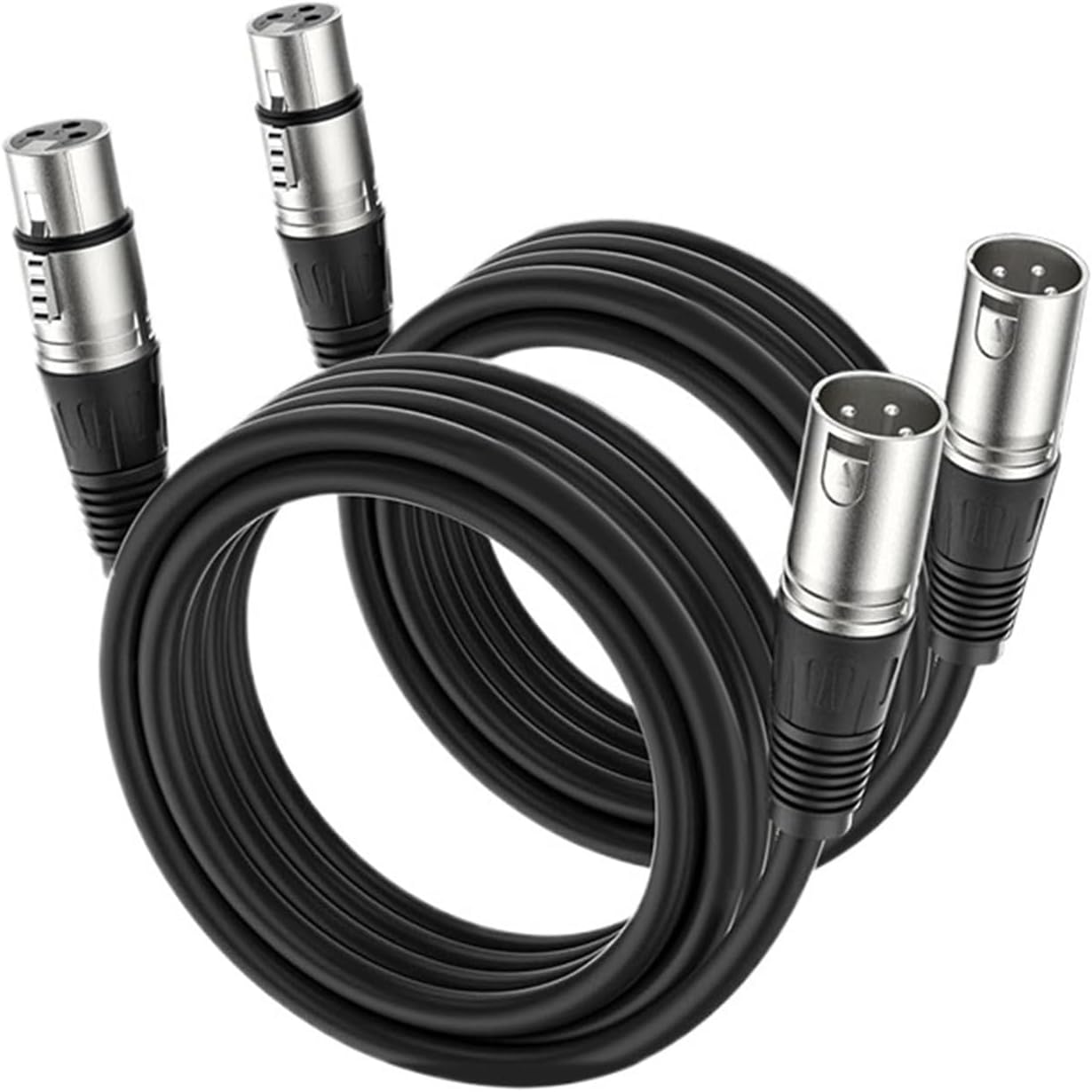 XLR Microphone Cable 3 Pin XLR Male to Female 2Pack Balanced Cable Cord Audio Adaptor with Shield for Speaker Mixer Studio(Black-Pack of 2,1m)