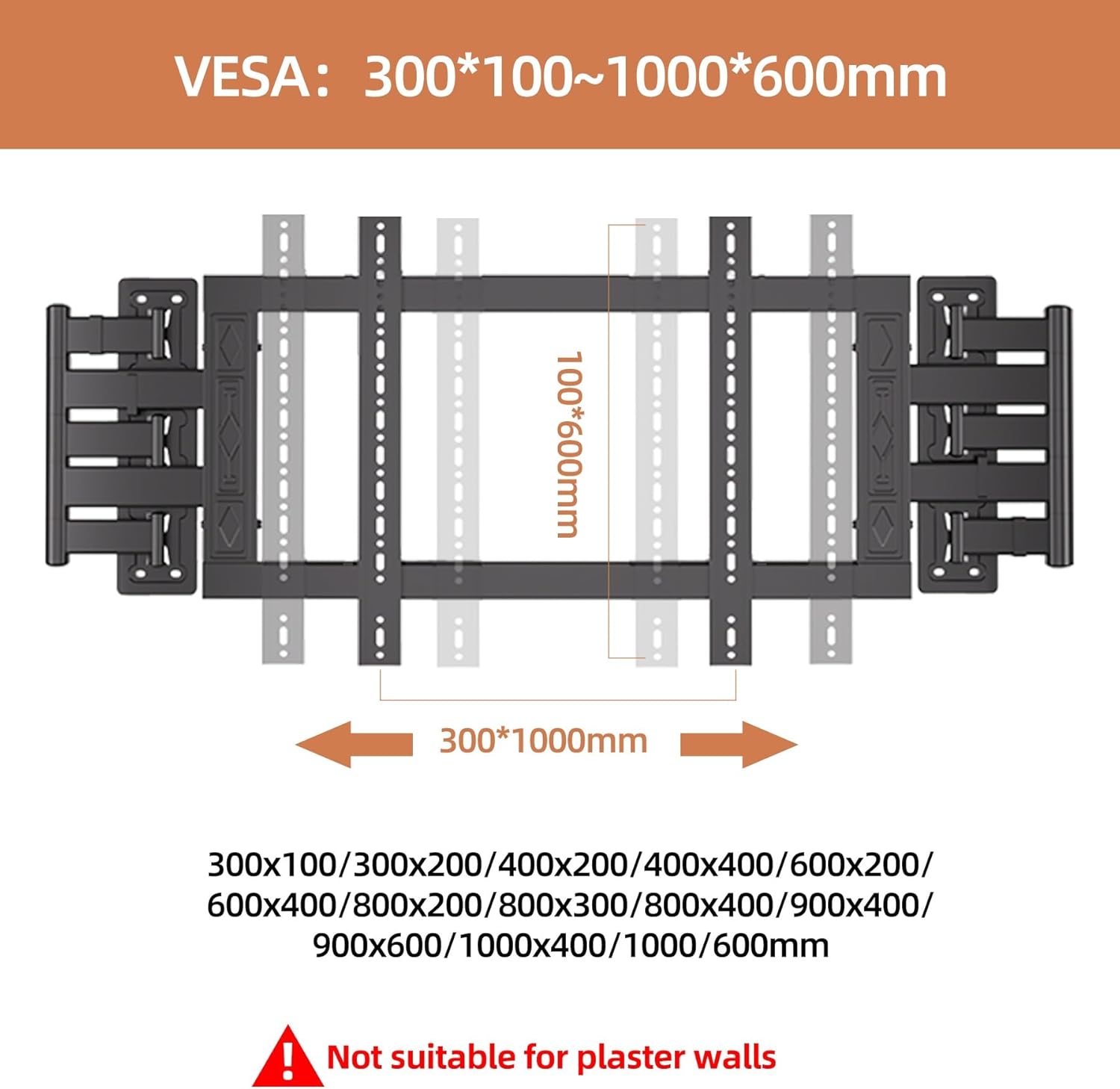 98,100,110,120, Corner Full Motion TV Wall Mount for 80,85,86,150 Inch TVs, Heavy Duty Ultra-Thin Tilt Extension Adjustable TV Bracket,VESA 300x100 to 1000x600,Holds up to 441 lbs,DY1086