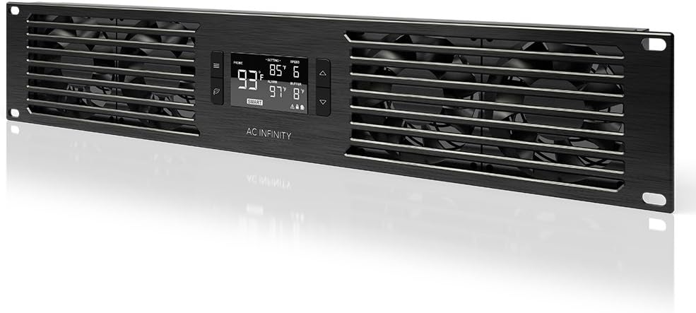 AC Infinity CLOUDPLATE T7-N, Rack Mount Fan Panel 2U, Intake Airflow, for Cooling AV, Home Theater, Network 19” Racks