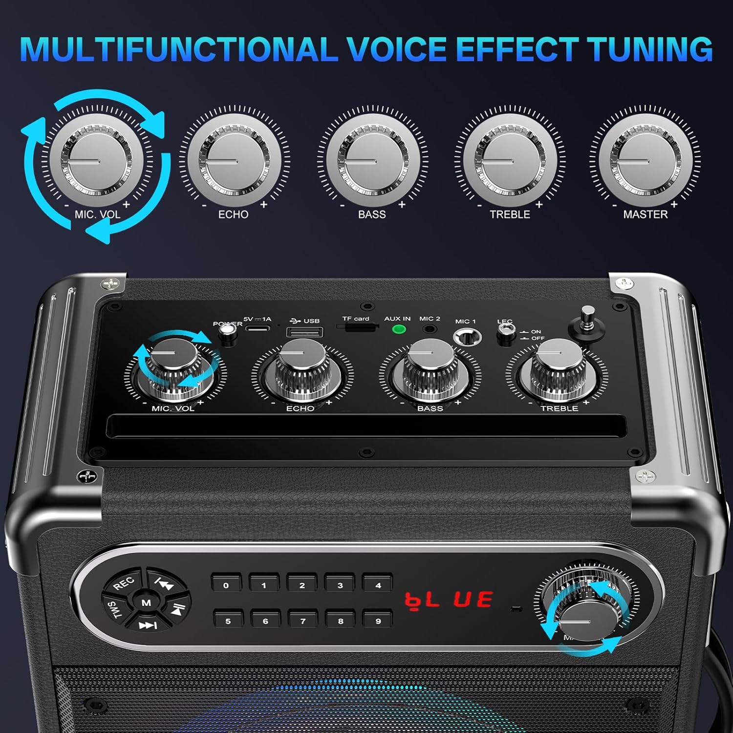 JYX Karaoke Machine, 2 Wireless Microphones, Portable Bluetooth 5.3 PA Speaker with Disco Lights, Smart TV Compatible, Upgraded Subwoofer, Bass Boost & Echo, TF/USB/AUX/FM, Home & Outdoor Party