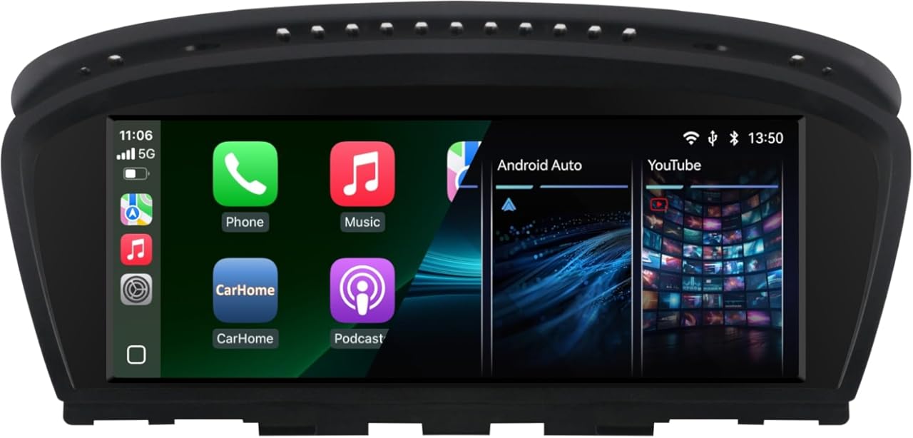 Car Stereo for BMW 3/5 Series CIC System 8.8 inch Touchscreen with Wireless CarPlay Android Auto Car Radio Receiver Multimedia iDrive System Retained Retrofit for E60/E61/E90/E91/E92/E93 (2008-2013)