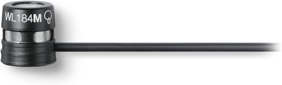 Shure WL184M Professional Low-Profile Lavalier Microphone - Supercardioid Condenser Lav Mic with TA4F Termination, includes Pouch, Tie Clip & Snap-Fit Windscreen - Black (WL184MB/S-TQG)