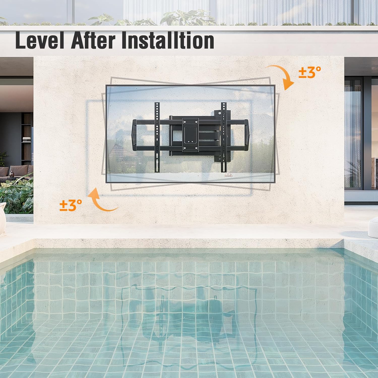 ELIVED Outdoor Long Arm TV Wall Mount for Most 42-75 Inch TVs, 37.9 Inch Long Extension Corner TV Mount, Weatherproof Full Motion tv Bracket Anti-Rust for Patio, Holds 99 lbs. Max VESA 600x400mm