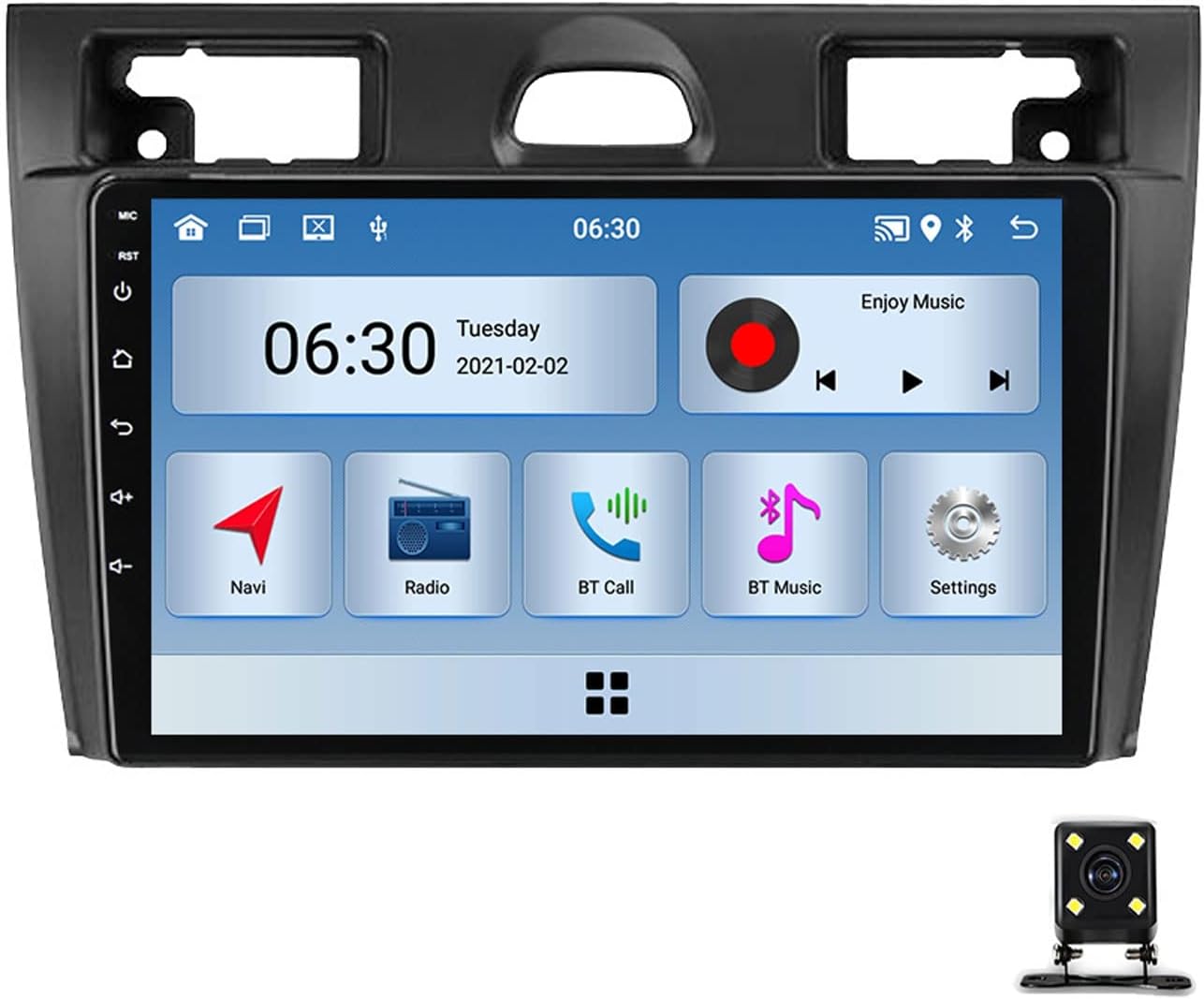 Double Din Car Stereo, 9 Inch Touchscreen Car Radio Receiver for Ford Fiesta Mk5 2002-2008 with Mirror Link, Bluetooth, Backup Camera, Carplay/Auto, DSP, RDS AM FM Car Radio