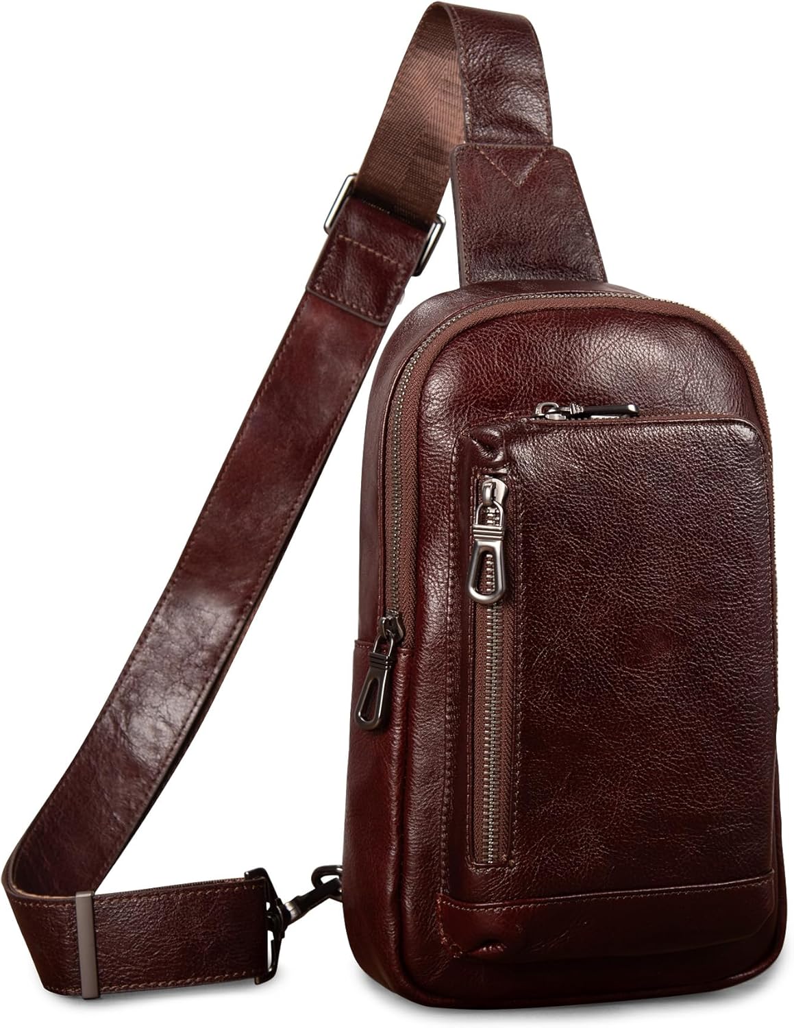 Genuine Leather Sling Bag for Men and Women Crossbody Shoulder Purse Chest Sling Backpack Carry on Casual Daypack