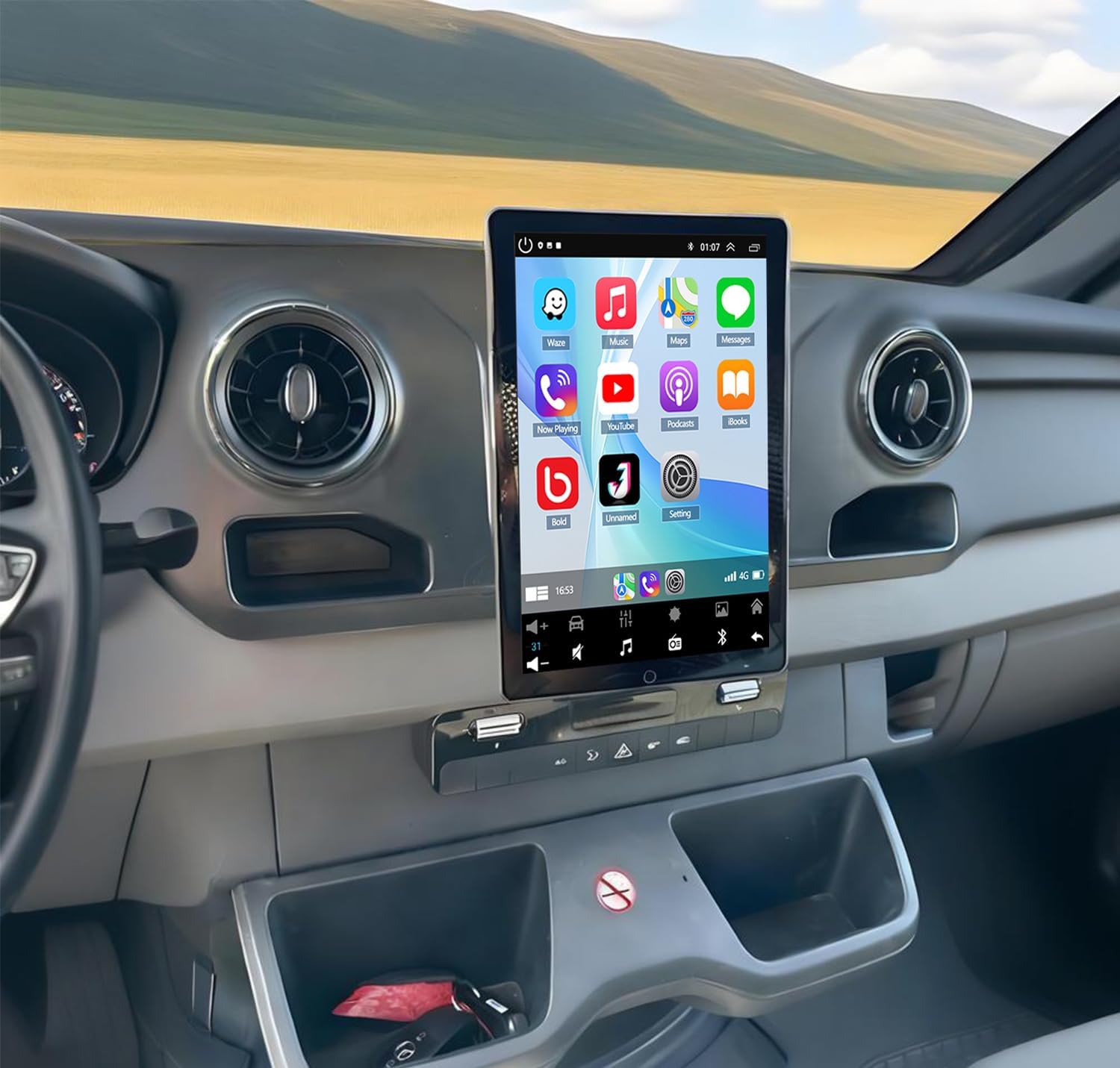 4+64G Double Din Radio Rotated Stereo for Mercedes Benz Sprinter 2018-2022 with Wireless Carplay & Android Auto,10 Inch Car Audio Receiver GPS Navigation Unit with Bluetooth Head Unit WiFi SWC