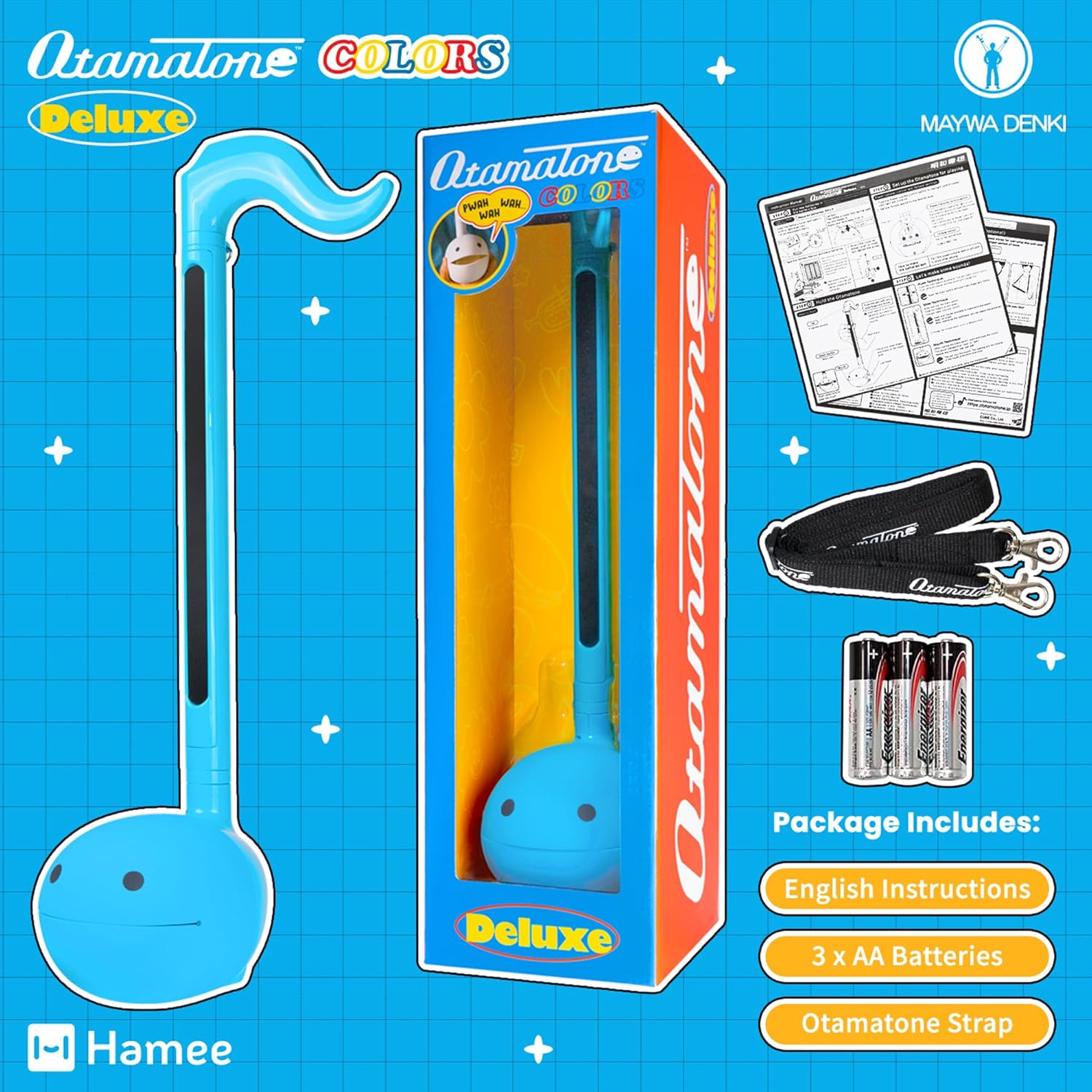 Otamatone Regular [Blue] and Otamatone Deluxe [Blue] Bundle Japanese Electronic Musical Instrument Portable Music Synthesizer Maywa Denki Award Winning Educational Fun Gift for Children Teen Adult