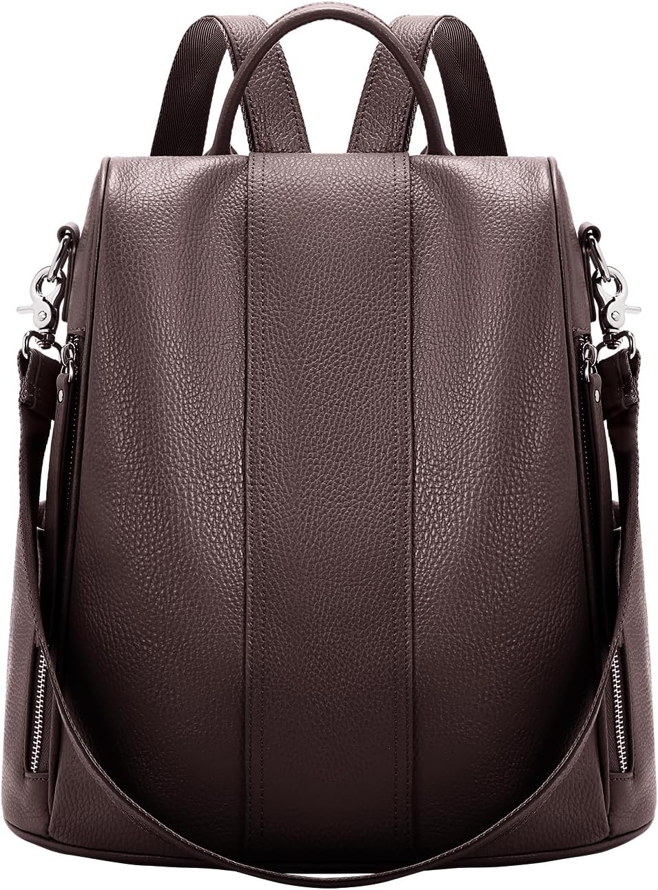 Leather Backpack Purses, Anti-theft Genuine Leather Backpack Bags for Women, Large Capcacity Fashion Convertible Shouler Bags for School Travel Daily