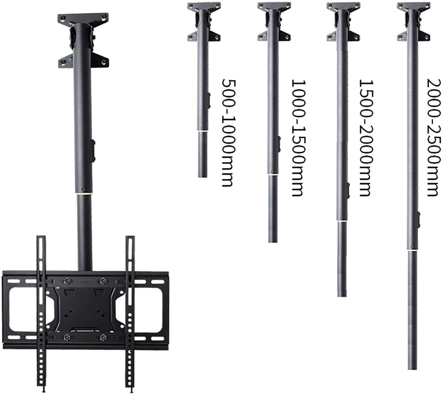 Adjustable Ceiling TV Mount Bracket - Height Adjustable Swivel Tilting Bracket, TV Wall Mount, for 32-65 Inch LCD TV and Monitors, Metal Expansion Screw Fixing,15002000mm