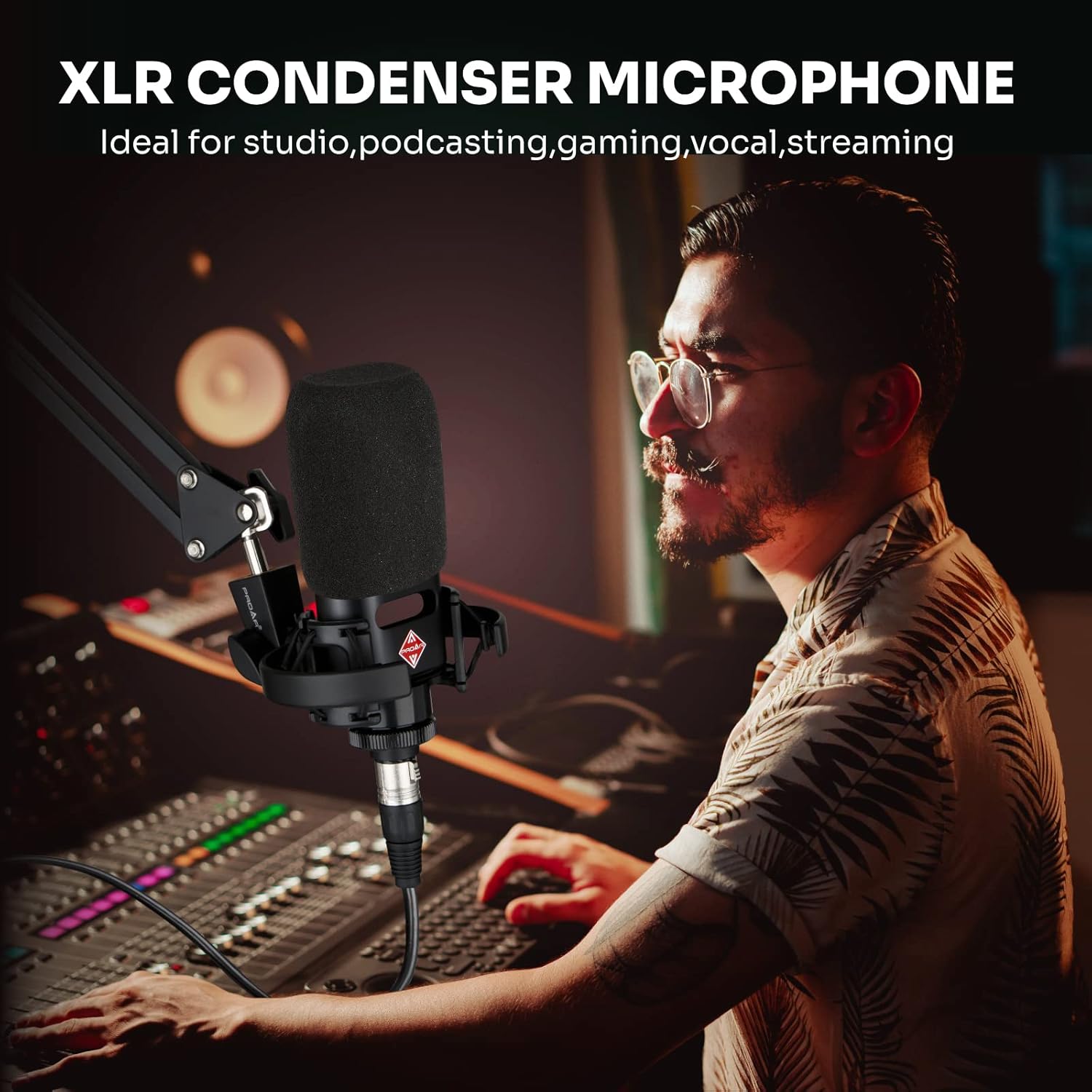 XLR Microphone Cardioid Condenser Microphone XLR with 25mm Large Diaphragm for Computer PC Metal Professional Studio Mic for Recording Podcasting Streaming Gaming ASMR Voice Over Vocals