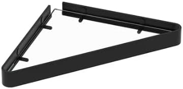 Wall Mounted Glass Corner Shelf for Bathroom, Matte Black, Tempered Glass with Built-in Ledge, 150 lb Capacity