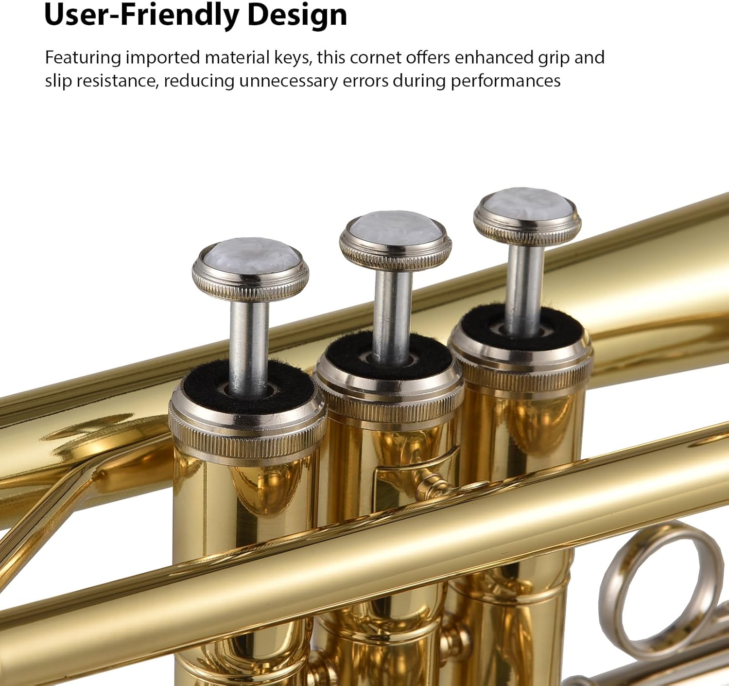 Bb Cornet Brass Instrument Surface Paint Gold Professional Brass Cornet with Carrying Case Gloves ing Cloth Brushes for Students and Beginners