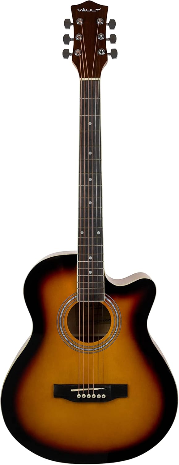 Vault EA-20 Full-Size Cutaway Acoustic Guitar - Sunburst Bundle with Gig Bag, Tuner, Picks, Strap, and String Winder