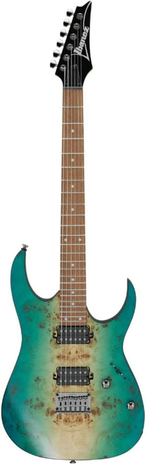 Ibanez RG421PB Standard 6-String Right-Handed Electric Guitar with Poplar Burl Top, Meranti Body, and Jatoba Fretboard (Caribbean Shoreline Flat)