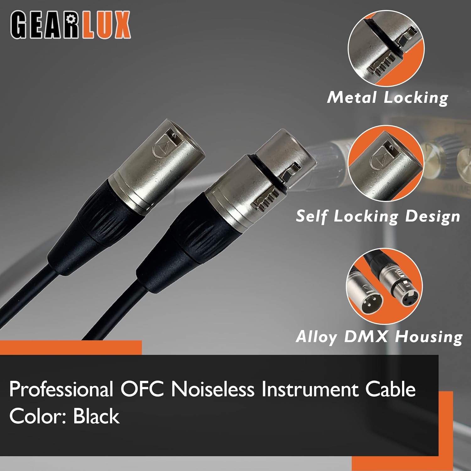 Gearlux DMX Cable, 3 Pin, Male to Female, 25 Feet - 10 Pack