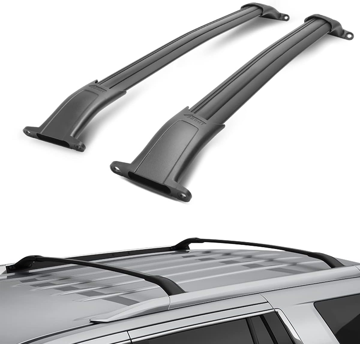 DNA MOTORING PT-ZTL-8025 Pair Aluminum Car Roof Rack Cross Bars Compatible with 15-18 Suburban Tahoe Yukon XL Escalade ESV,Black