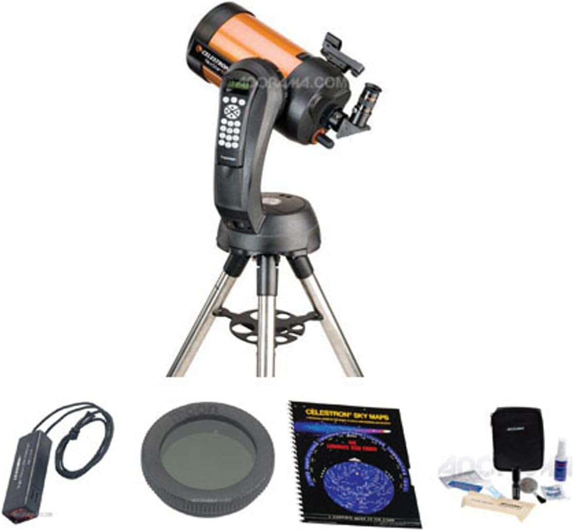 Celestron NexStar 6 SE Schmidt-Cassegrain Computerized Telescope, Bundle with Night Vision Flash Light, Sky Maps Book, 1.25