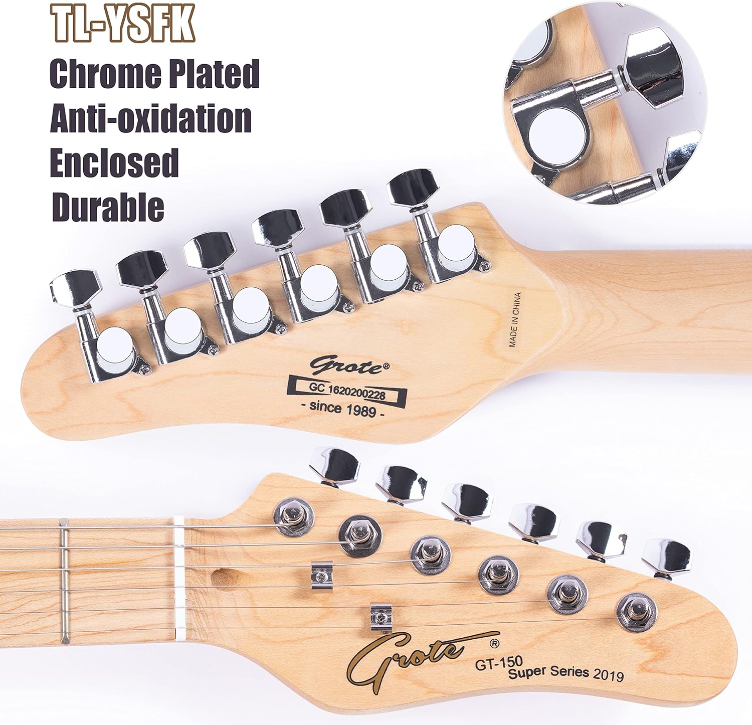 Grote Electric Guitar Semi-Hollow Body Single F-Hole Printed Tele Style Guitar Full-Size Basswood with Canadian Maple neck Chrome Hardware