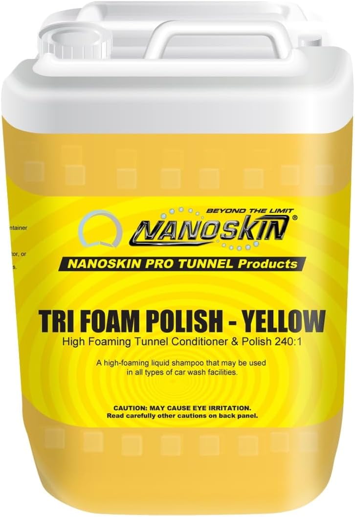 Nanoskin Tri-Foam Polish, Yellow – 5 Gallons, 240:1 Dilution, High-Foaming Conditioner & Polish for Car Wash Tunnels, Automatic Wash Systems, and Foam Cannons