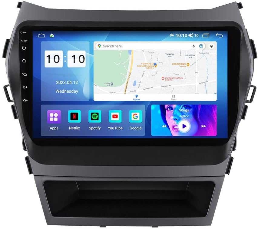 Android Car Stereo for Hyundai IX45 2013-2017,9 inch IPS Touchscreen with Upgrade Wireless CarPlay & Android Auto,WiFi/GPS,Support SWC and Subwoofer,8-Core 8G+256G