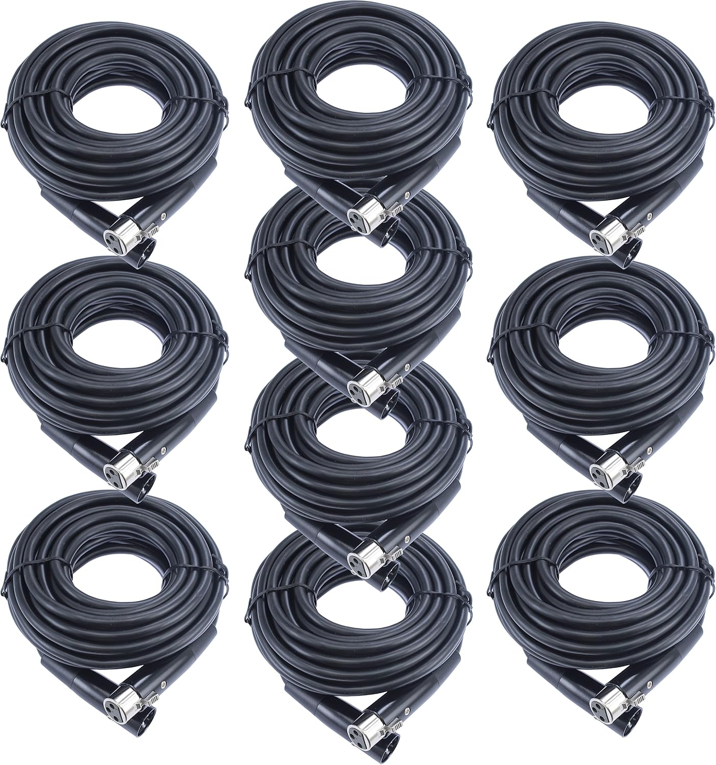 Male to Female XLR Cable with Black Metal Connectors (10, 25ft)