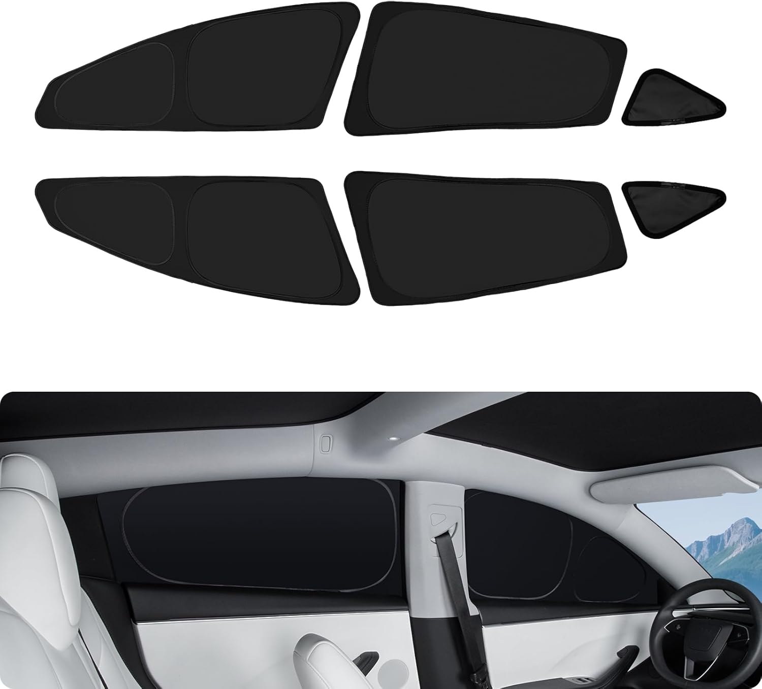 BASENOR 2026-2017 Tesla Model 3 Side Window Sunshade for Kids & Camping & Privacy Rest, Rear Window Sun Shade Reflective Window Cover 100% UV Rays for Model 3 (Standard/Premium/Performance)