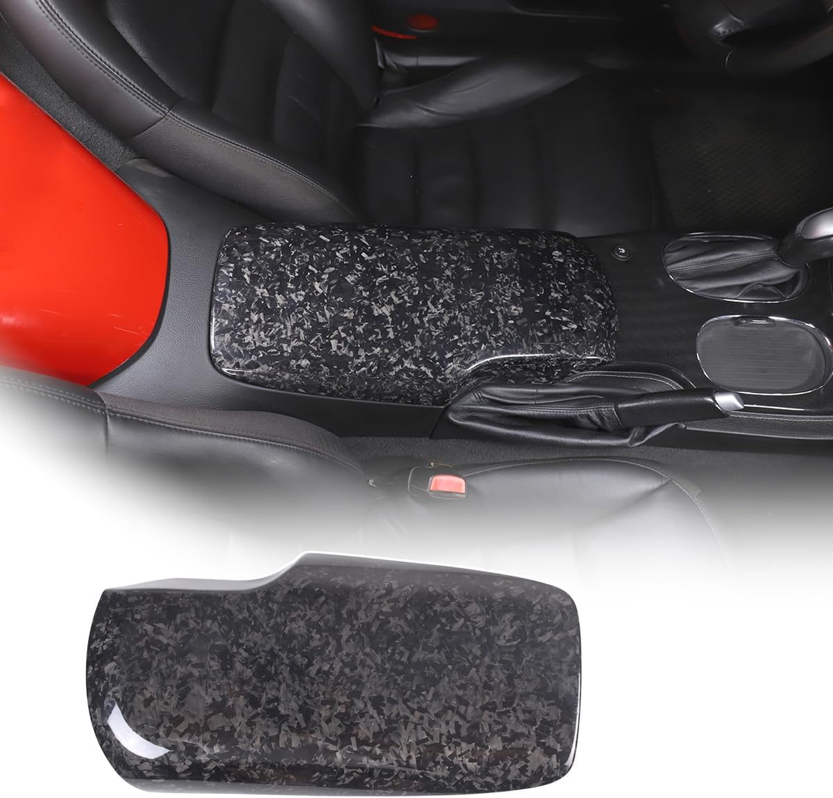 ABS Car Interior Center Armrest Box Trim Cover Console Box Protect Cover For Chevrolet Corvette C6 2005-2013 Car Armrest Seat Box Protector Accessories (100% Real Carbon Fiber-Forging Pattern)
