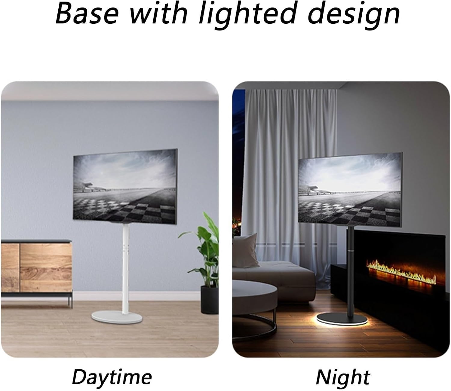 Universal TV Stand corner tv wall Mount,tv Mount, TV Floor Stand with Light - LCD TV Frame Floor Stand, Swivel TV Stand Mount with LED Lights, TV Bracket with Cable Management