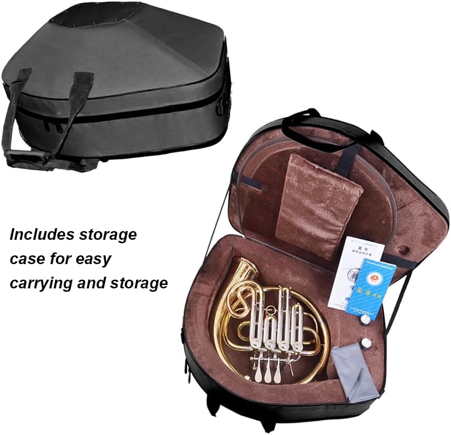 B-Flat French Horn Instrument, Brass Bell Mouth, Full Tone and Accurate Interval, Ergonomic Keys, Band Instrument