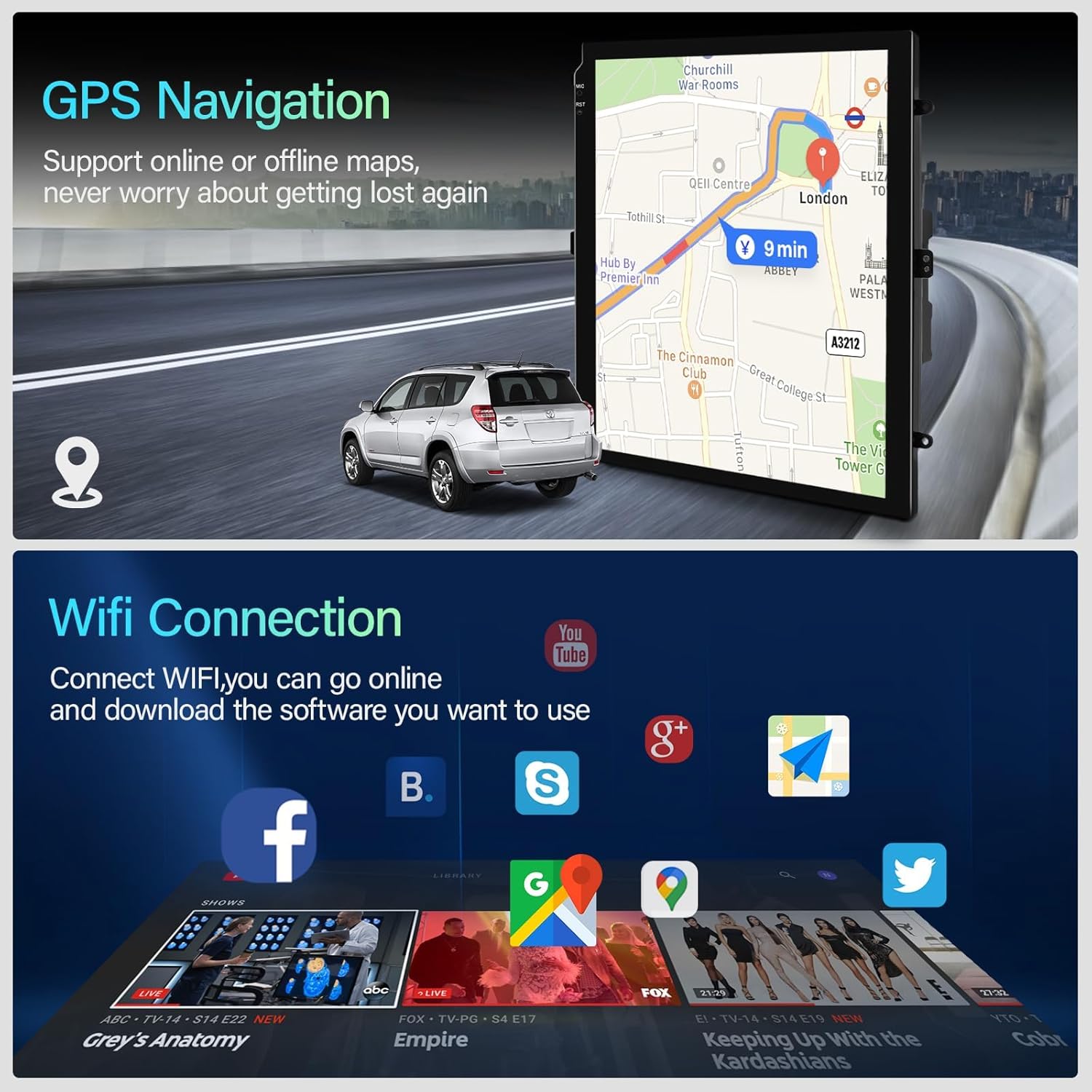 2G+64G Android 13 Car Stereo Radio for Ford Focus 2012-2018 with Wireless CarPlay/Android Auto, 9.7 inch Touch Screen Head Unit, GPS Navigation WiFi Bluetooth SWC HiFi Audio HD Backup Camera