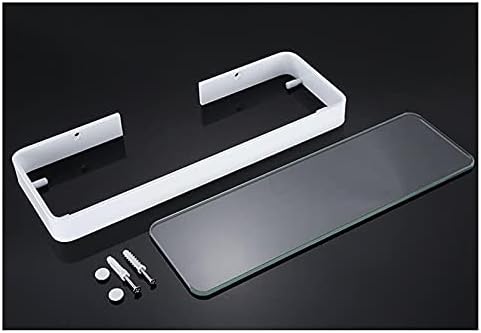 Shower Shelves 20cm/25cm/30cm/35cm/45cm Corner Glass Shelf, Square Bathroom Glass Shelves Bathing Accessories (Color : 35cm White)