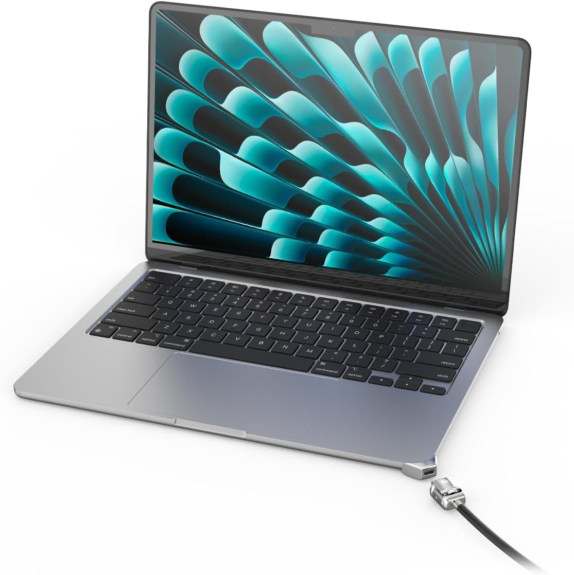 Compulocks Ledge Lock Adapter for MacBook Air 15 Inch M2–M4 Security Lock – Anti Theft Protection Adapter with Keyed Cable Lock - Silver