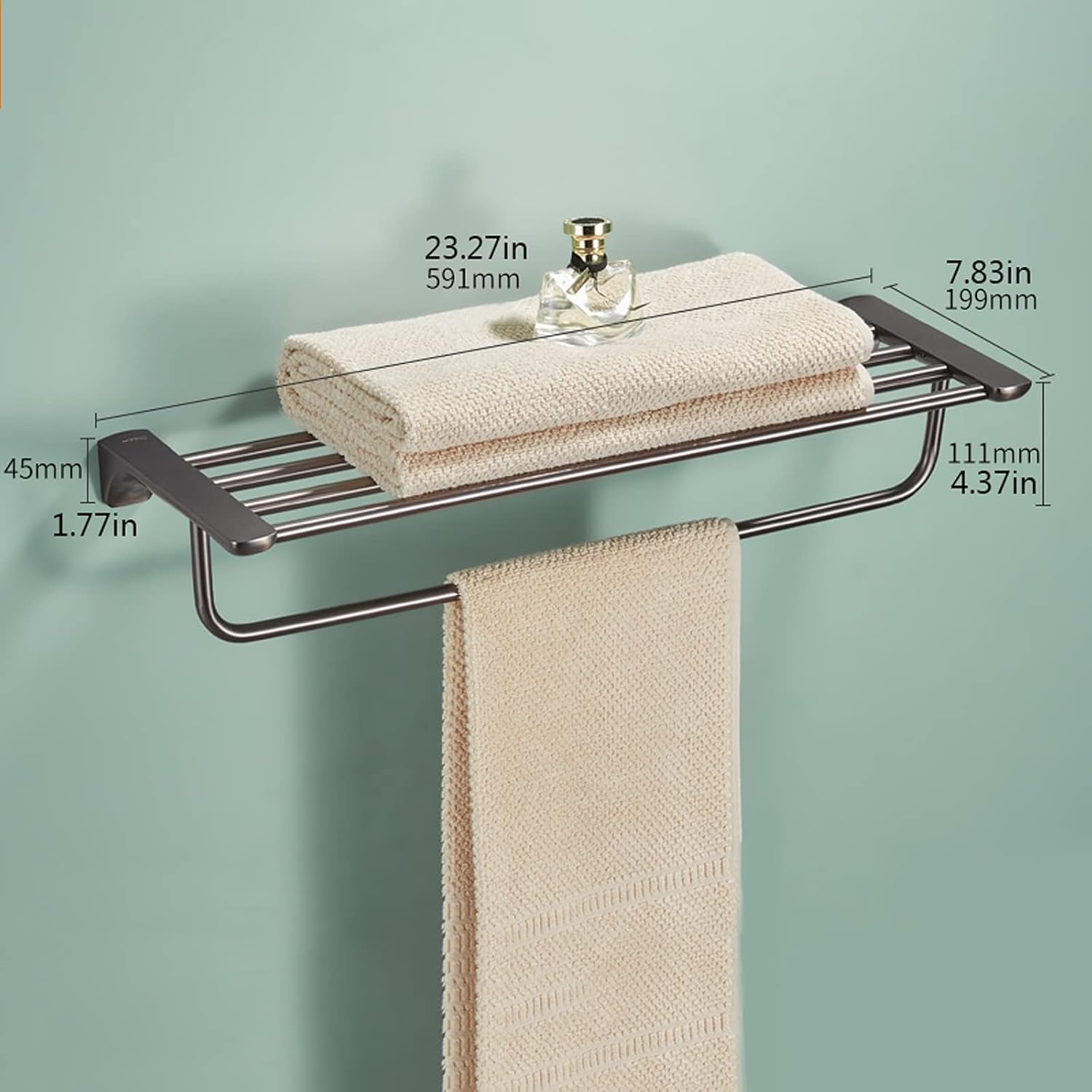 Shower Caddy Bathroom Shelf Wall Mounted Bathroom Wall Shelves with Towel Bar，Double Bath Towel Bar，23 Inch Bathroom Single Towel Bar, Towel Holder Wall Mount Shower Organizer (Size : C)