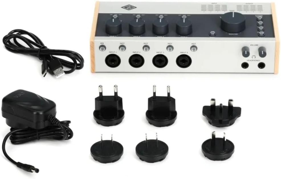 Universal Audio Volt 476P USB-C Audio Interface Bundle w/Samson Over-Ear Stereo Headphones, 2-Pack Pig Hog 8mm XLR Mic Cable, 2-Pack Pig Hog 