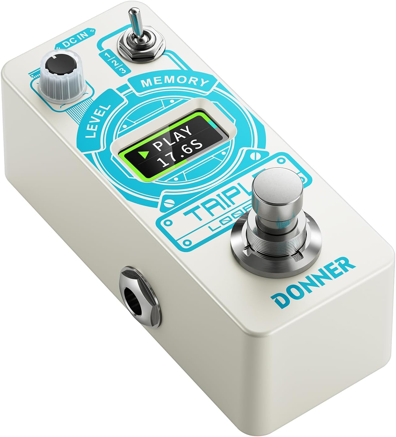 Donner Triple Looper Guitar Pedal, 90 mins Looping Time Loop Pedal with Screen, 3 Loops Looper Pedal with Unlimited Overdubs Undo/Redo