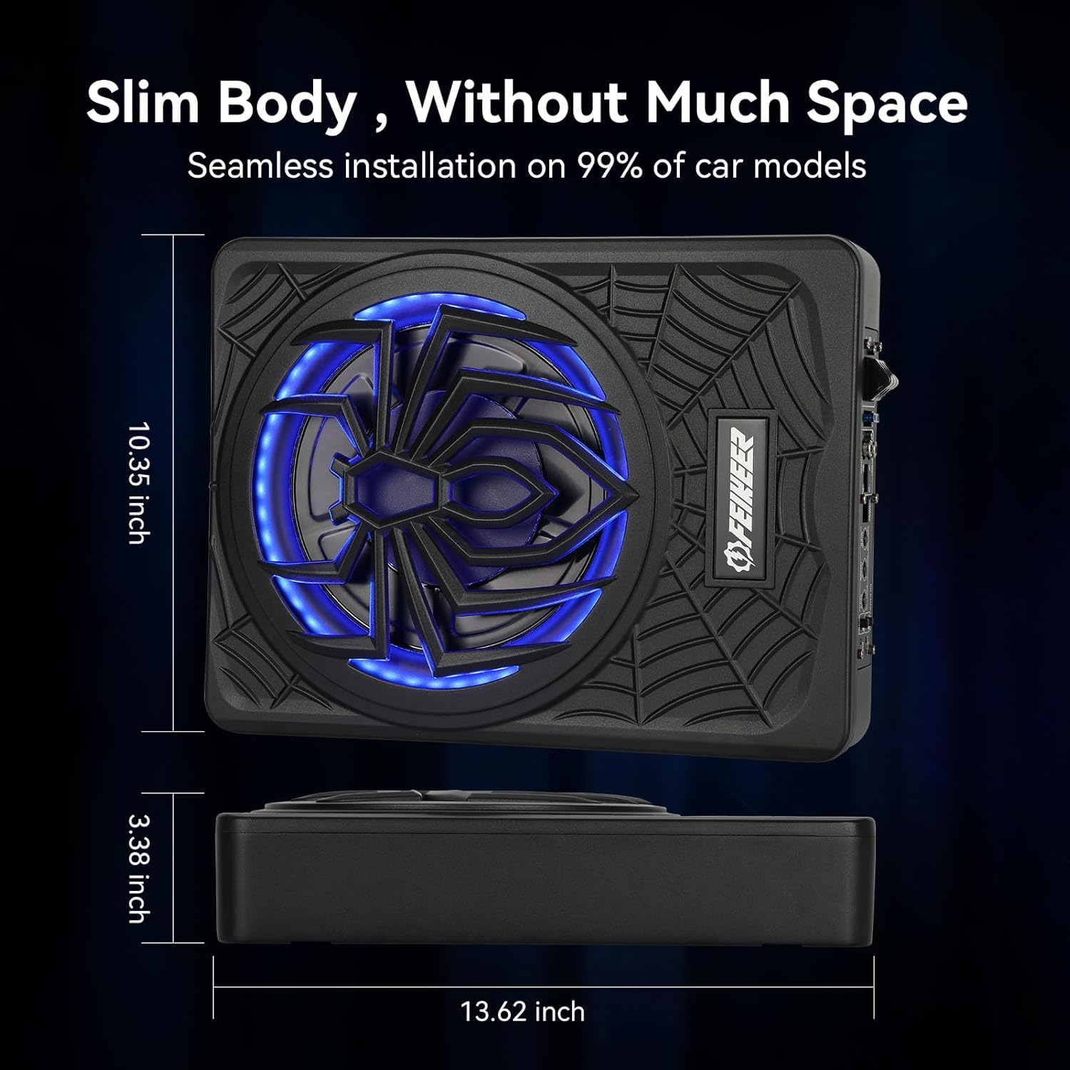 1200W Subwoofer,RGB Slim Underseat Car Subwoofer and Amp Package.Subwoofer and Amp Package Under Seat Truck Perfect for Truck/SUV/Jeep Excellent bass Effect and Heat Dissipation Performance