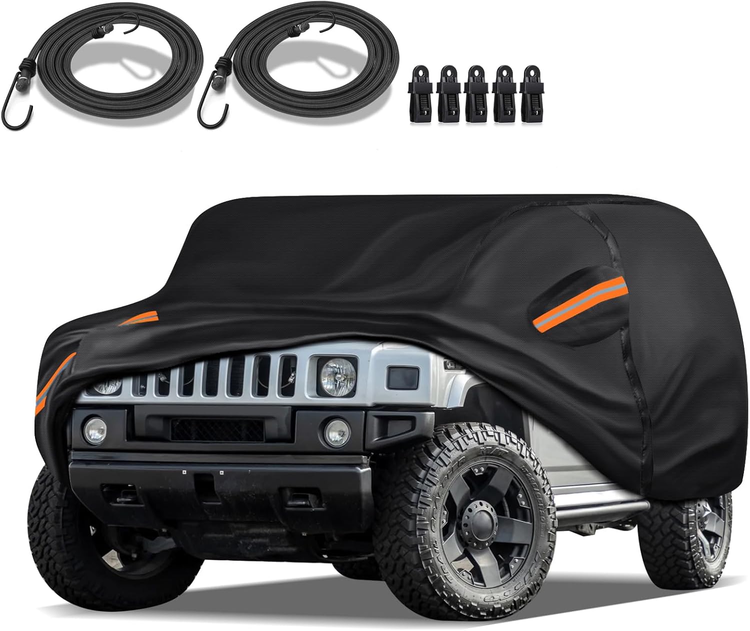 16-Layer Special Full Car Cover Fit for 2003-2009 Hu-mmer H2, Ultra Heavy 600D Oxford Cloth, All-Weather Protection Summer Sun Exposure and Winter Snow Rain Dust UV, Black