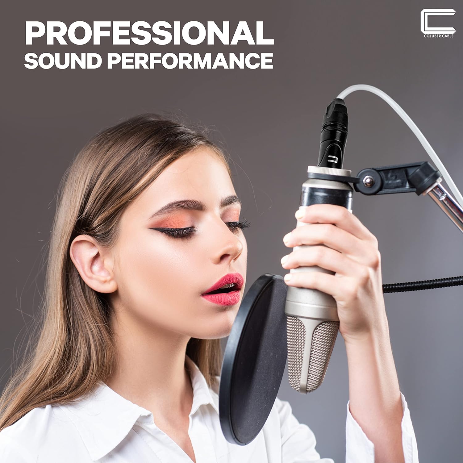 Balanced XLR Cable Male to Female - 100 Feet White - Pro 3-Pin Microphone Connector for Powered Speakers, Audio Interface or Mixer for Live Performance & Recording